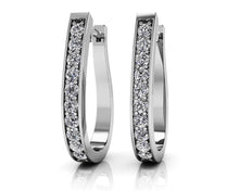 Load image into Gallery viewer, Flame Shaped Diamond Hoop Earrings with 0.50 ct.(finished) 1.8mm - Luxury Time NYC