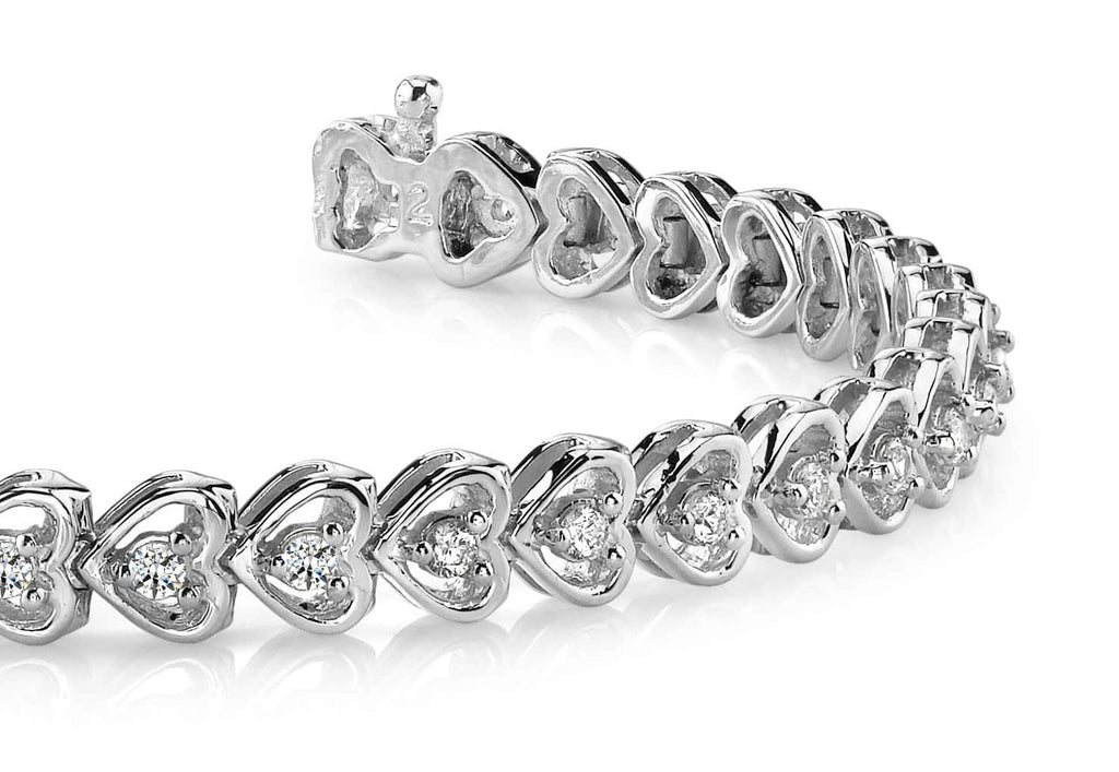 Floating Diamond Heart Lab - Grown Diamond Bracelet with 0.82 ct.(finished) 1.5mm - Luxury Time NYC