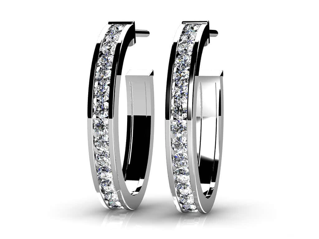 Floating Diamond Hoop Earrings with 0.75 ct.(finished) 1.4mm - Luxury Time NYC