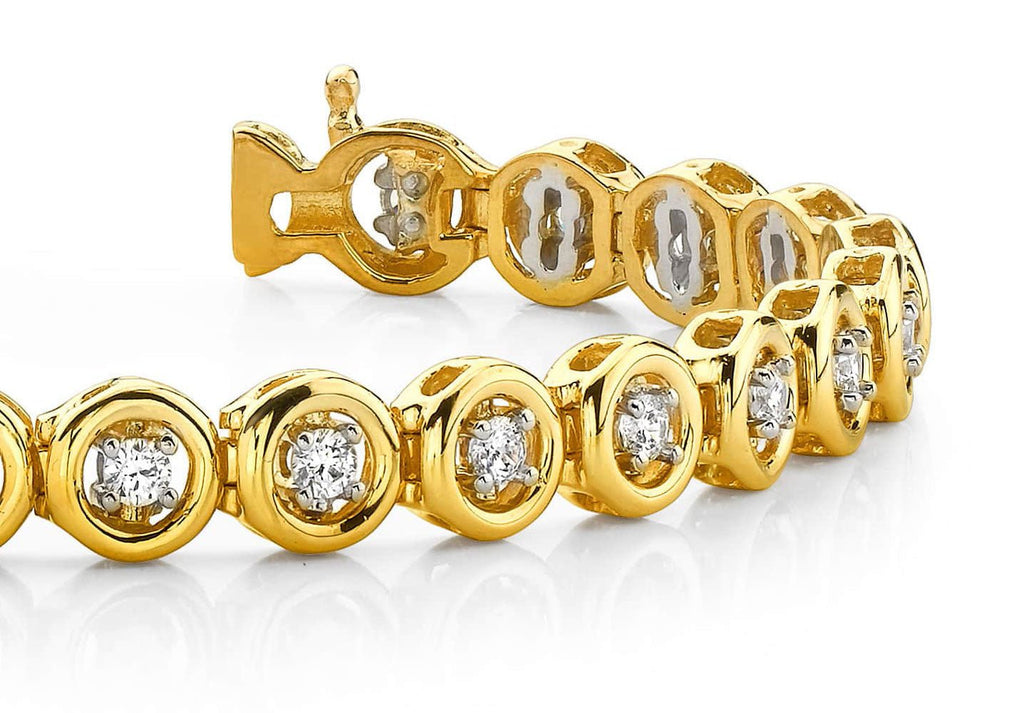 Floating Diamond Round Link Diamond Bracelet with 2.86 ct.(finished) 3.25mm - Luxury Time NYC