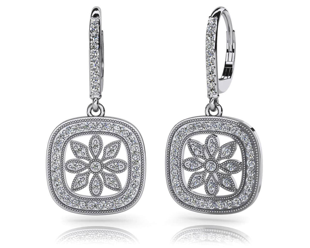 Floral Diamond Drop Lab - Grown Diamond Earrings with 0.96 ct.(finished) 1.3mm - Luxury Time NYC