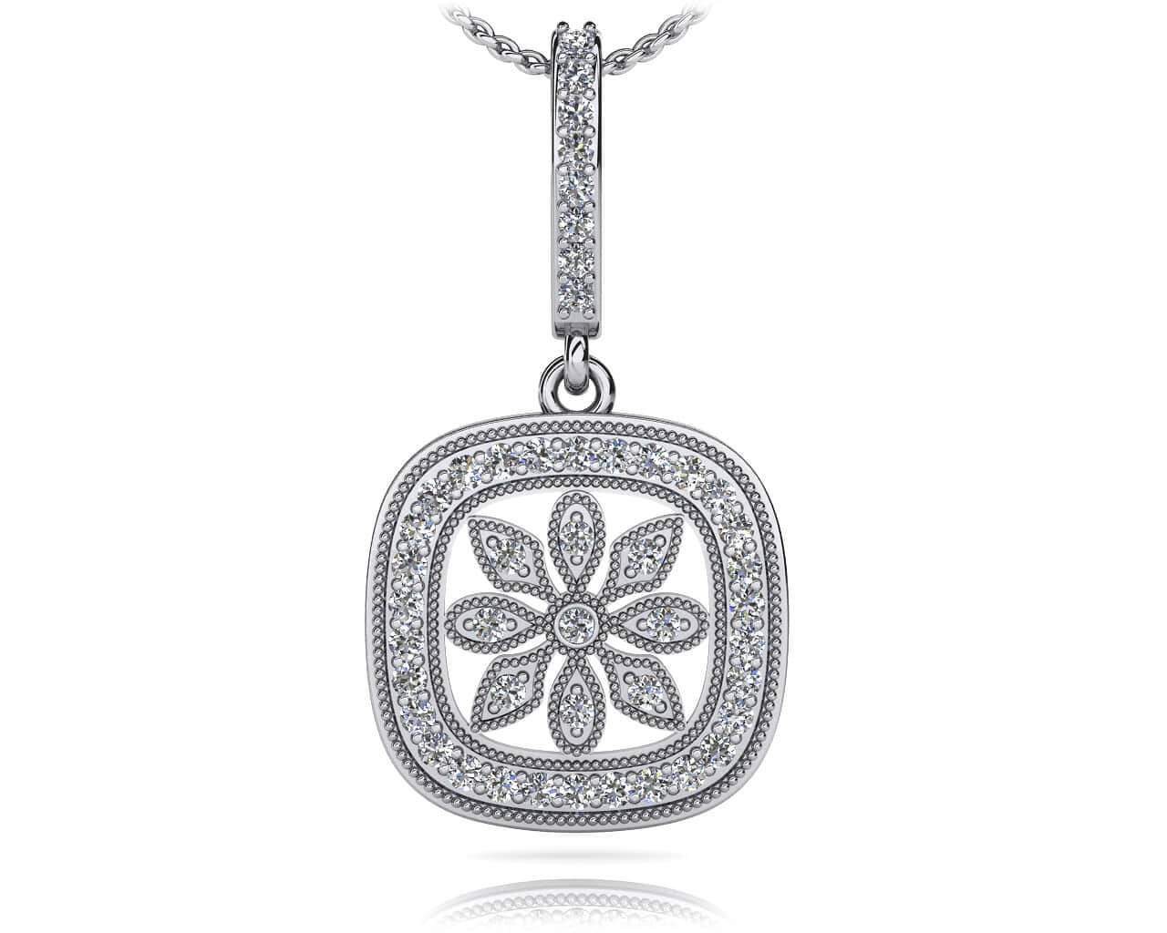 Floral Diamond Drop Pendant with 0.47 ct.(finished) 1.3mm - Luxury Time NYC