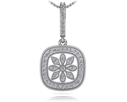 Floral Diamond Drop Pendant with 0.47 ct.(finished) 1.3mm - Luxury Time NYC