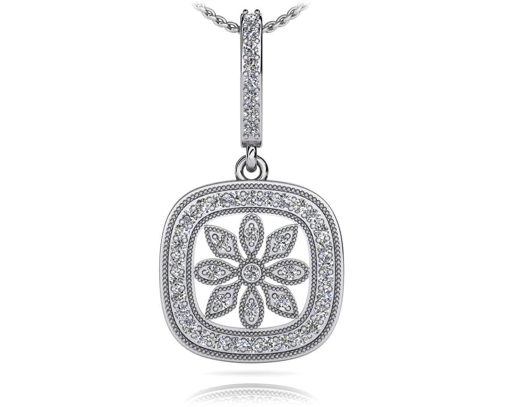 Floral Diamond Drop Pendant with 0.47 ct.(finished) 1.3mm - Luxury Time NYC