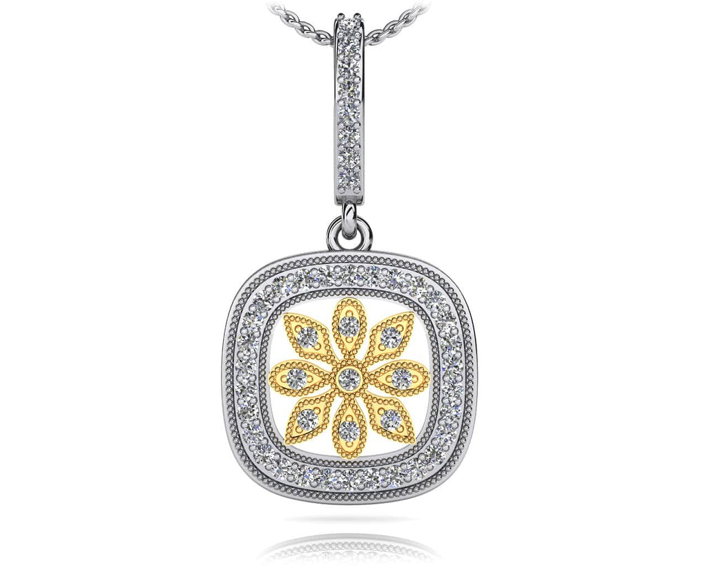 Floral Diamond Drop Pendant with 0.47 ct.(finished) 1.3mm - Luxury Time NYC