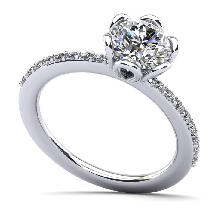 Floral Fancy Diamond Engagement Ring with 0.63 ct. (0.50 ct. center diamond) - Luxury Time NYC