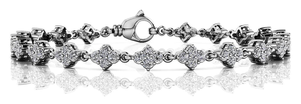 Flower Cluster Link Diamond Bracelet with 1.76 ct.(finished) 1.75mm - Luxury Time NYC