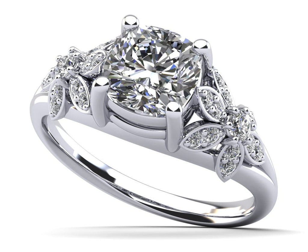 Flower Diamond Engagement Ring with 0.65 ct. (0.50 ct. center diamond) - Luxury Time NYC