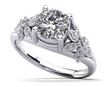 Load image into Gallery viewer, Flower Diamond Engagement Ring with 0.65 ct. (0.50 ct. center diamond) - Luxury Time NYC