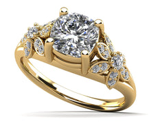 Load image into Gallery viewer, Flower Diamond Engagement Ring with 0.65 ct. (0.50 ct. center diamond) - Luxury Time NYC