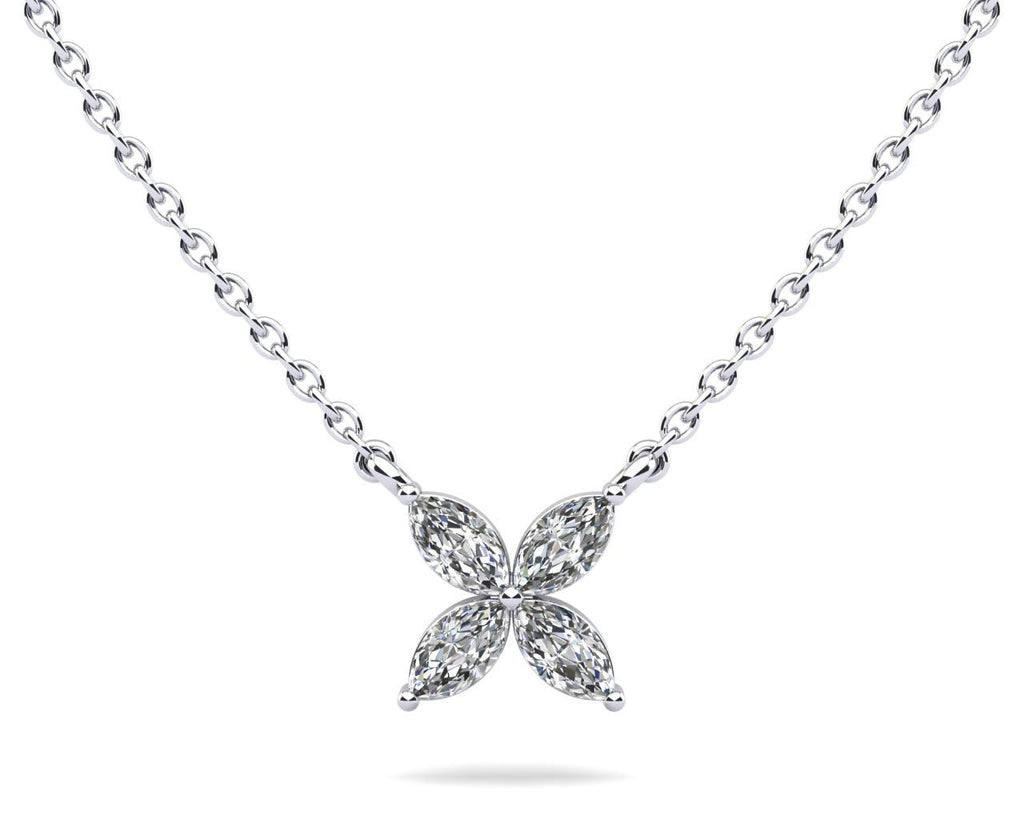 Flower Marquise Diamond Pendant with 0.40 ct.(finished) 4x2mm - Luxury Time NYC