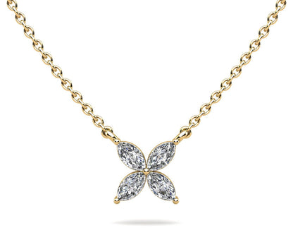 Flower Marquise Lab - Grown Diamond Pendant with 0.40 ct.(finished) 4x2mm - Luxury Time NYC