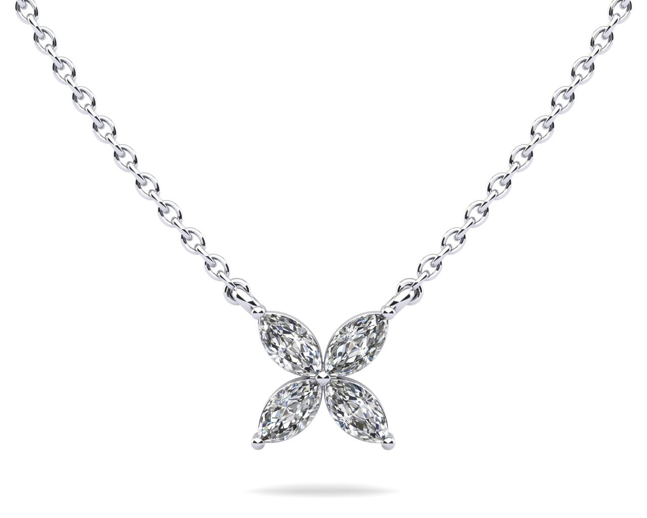 Flower Marquise Lab - Grown Diamond Pendant with 0.56 ct.(finished) 5x2.5mm - Luxury Time NYC