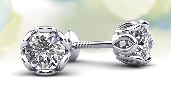 Flower Petal Lab - Grown Diamond Stud Earrings with 1.50 ct.(finished) 5.7mm - Luxury Time NYC
