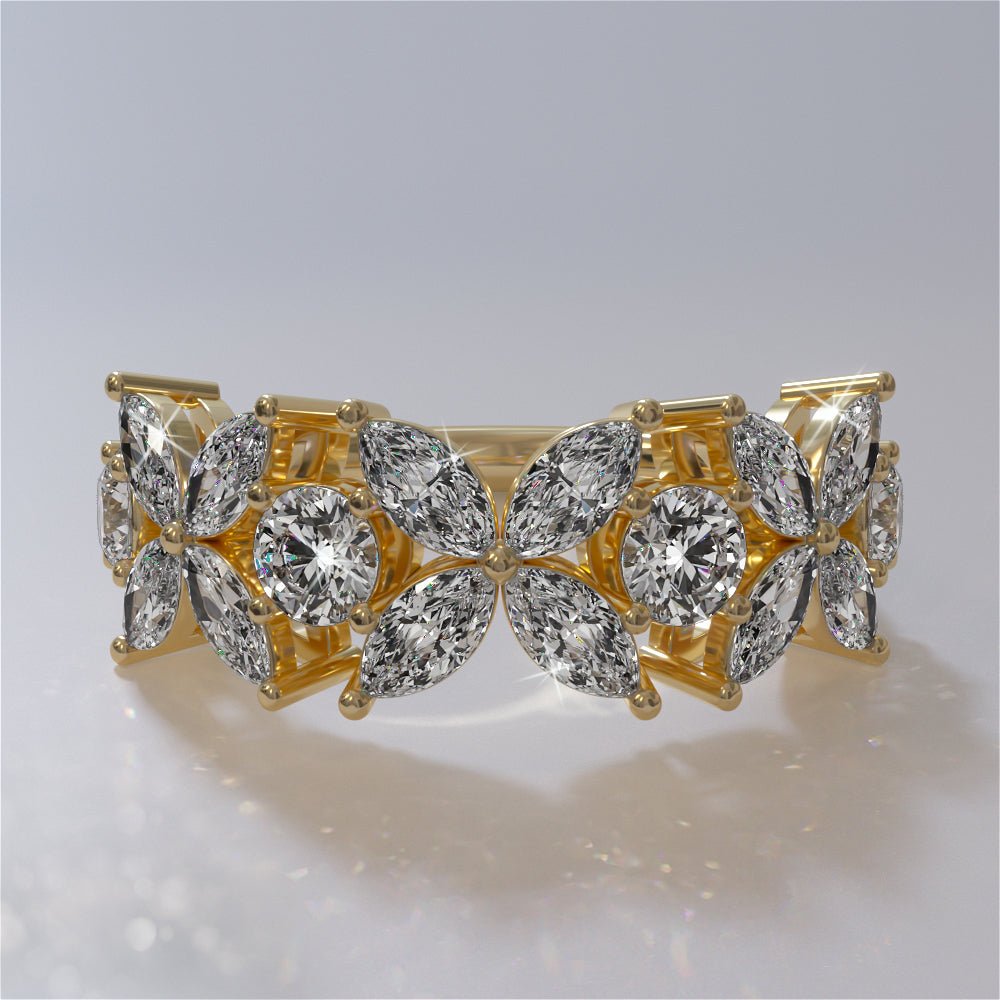 Flowers of Marquise Diamond Anniversary Diamond Ring with 3.23 ct.(finished) 5x3mm, 3.8mm - Luxury Time NYC