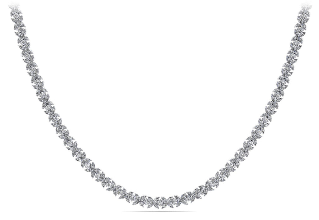 Flowers of Marquise Diamond Tennis Diamond Necklace with 28.40 ct.(finished) 4x2mm, 2.8mm - Luxury Time NYC