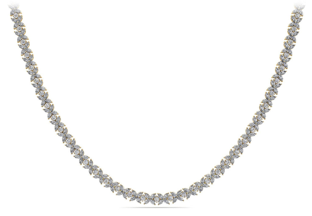 Flowers of Marquise Diamond Tennis Diamond Necklace with 28.40 ct.(finished) 4x2mm, 2.8mm - Luxury Time NYC