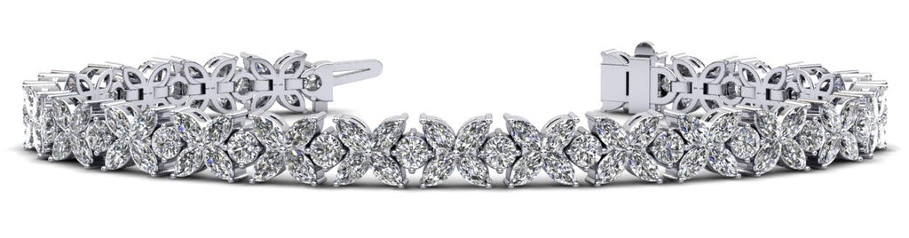 Flowers of Marquise Diamond Tennis Lab - Grown Diamond Bracelet with 16.15 ct.(finished) 4.75x3mm, 3.4mm - Luxury Time NYC