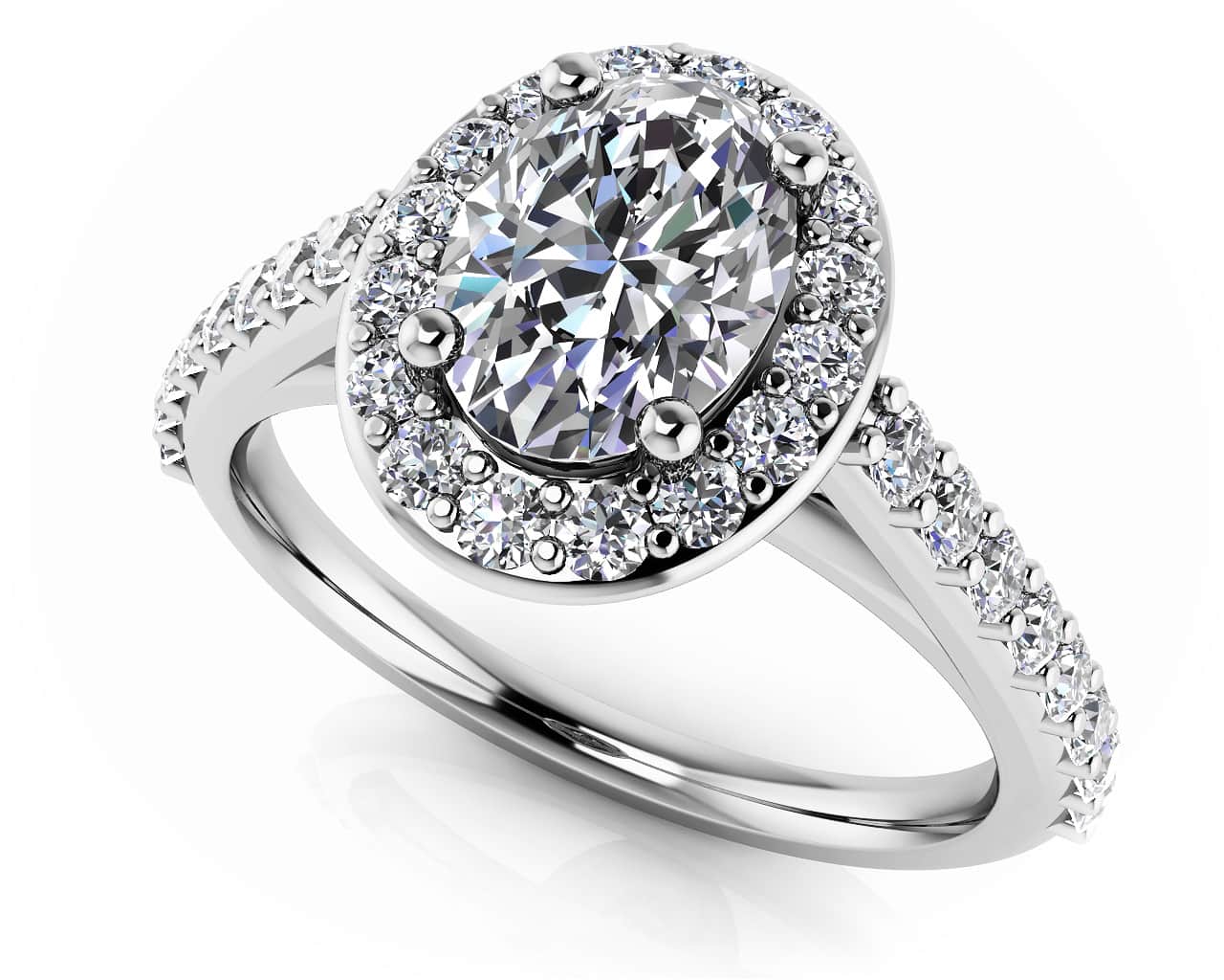 Forever Love Oval Diamond And Halo Ring Lab - Grown Diamond with 1.54 ct. (1.00 ct. center diamond) - Luxury Time NYC