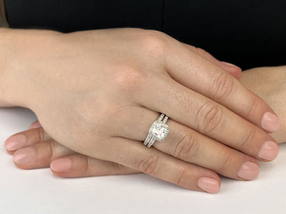 Forever Love Princess Cut Diamond Halo Bridal Set Diamond with 1.34 ct. (0.75 ct. center diamond) - Luxury Time NYC