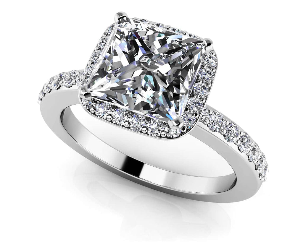 Forever Love Princess Cut Halo Diamond Engagement Ring with 0.83 ct. (0.50 ct. center diamond) - Luxury Time NYC