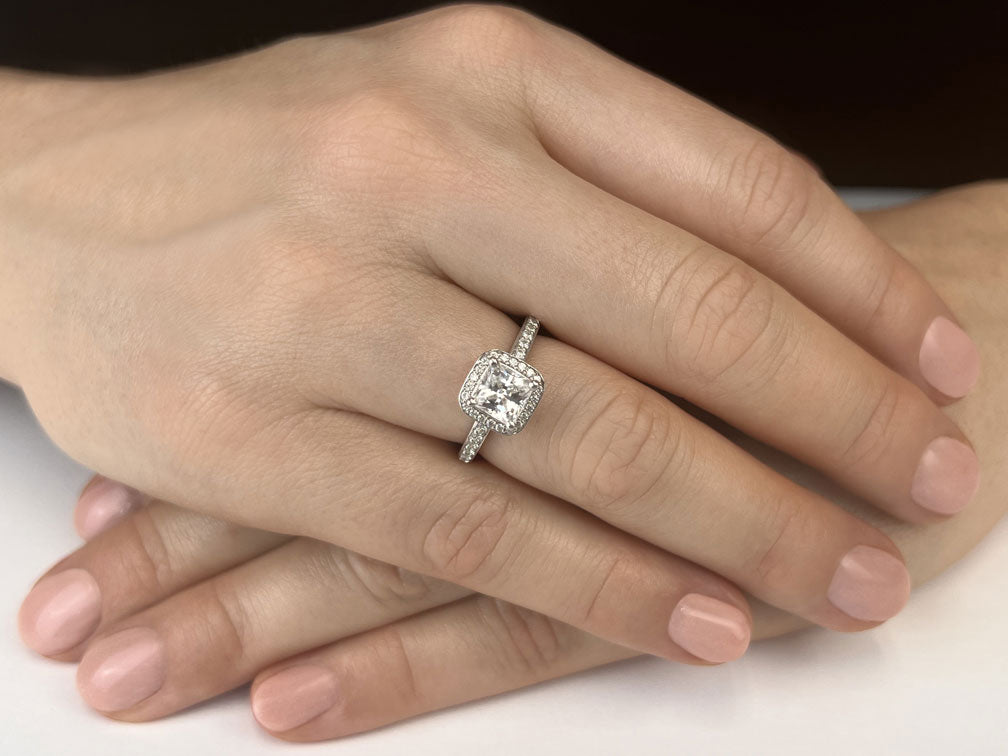 Forever Love Princess Cut Halo Lab - Grown Diamond Engagement Ring with 0.83 ct. (0.50 ct. center diamond) - Luxury Time NYC