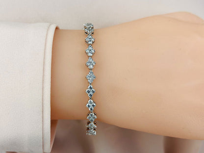 Four Clover Diamond Tennis Diamond Bracelet with 2.73 ct.(finished) 1.75mm - Luxury Time NYC