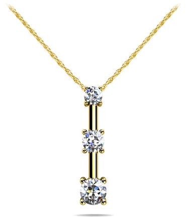 Four Prong 3 Stone Drop Diamond Pendant with 0.27 ct.(finished) 2.2mm, 2.8mm, 3.4mm - Luxury Time NYC