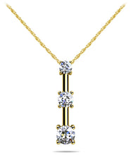 Load image into Gallery viewer, Four Prong 3 Stone Drop Diamond Pendant with 0.27 ct.(finished) 2.2mm, 2.8mm, 3.4mm - Luxury Time NYC