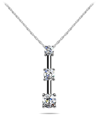 Four Prong 3 Stone Drop Lab - Grown Diamond Pendant with 0.27 ct.(finished) 2.2mm, 2.8mm, 3.4mm - Luxury Time NYC