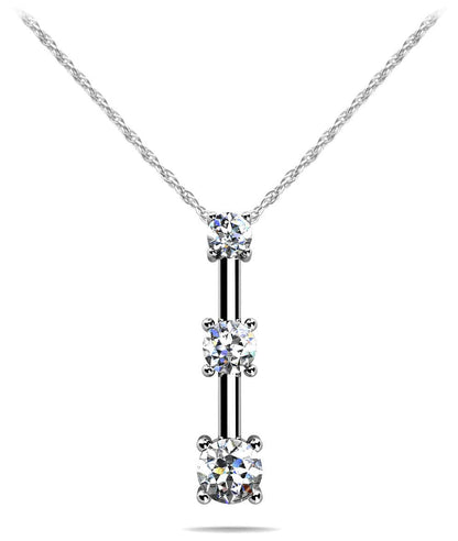 Four Prong 3 Stone Drop Lab - Grown Diamond Pendant with 0.51 ct.(finished) 2.7mm, 3.4mm, 4.2mm - Luxury Time NYC