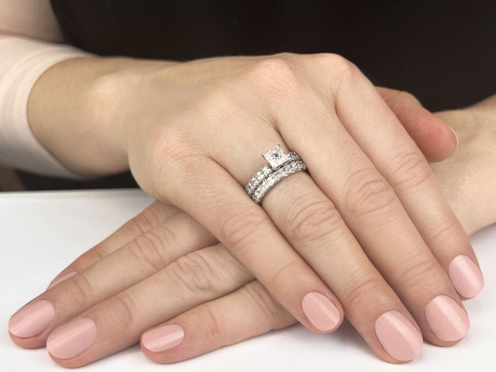 Four Prong Princess Cut Diamond Square Frame Ring Lab - Grown Diamond with 2.08 ct.(finished) 3.5mm - Luxury Time NYC