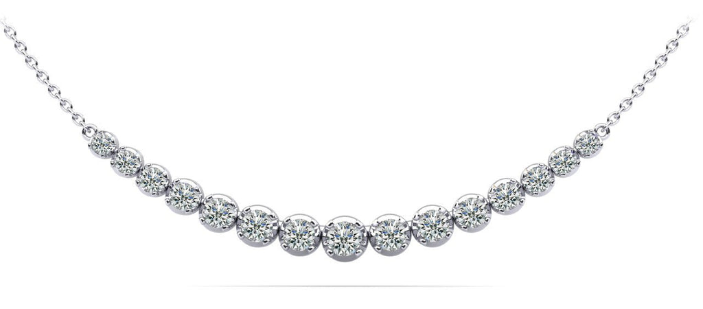 Four Prong Strand Necklace With Graduated Diamonds And Chain Lab - Grown Diamond with 1.12 ct.(finished) - Luxury Time NYC