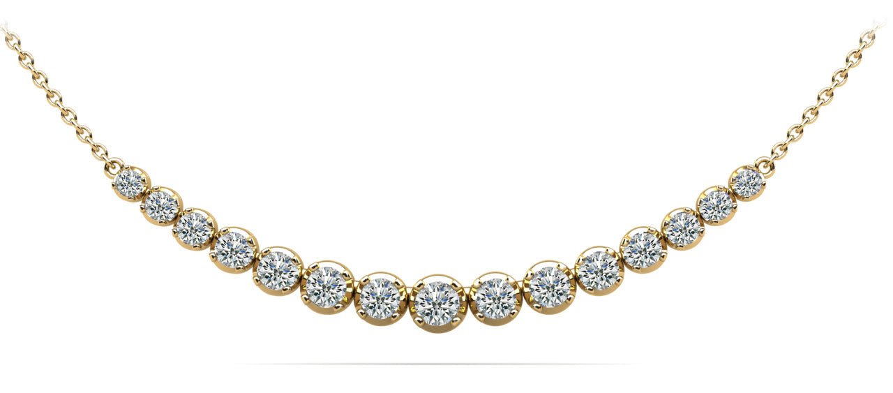 Four Prong Strand Necklace With Graduated Diamonds And Diamond Chain with 1.12 ct.(finished) - Luxury Time NYC