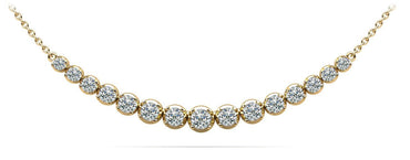 Four Prong Strand Necklace With Graduated Diamonds And Diamond Chain with 1.12 ct.(finished) - Luxury Time NYC