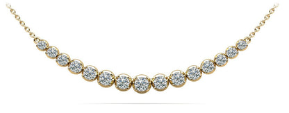 Four Prong Strand Necklace With Graduated Diamonds And Diamond Chain with 1.12 ct.(finished) - Luxury Time NYC
