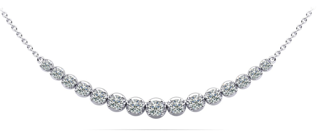 Four Prong Strand Necklace With Graduated Diamonds And Diamond Chain with 2.05 ct.(finished) - Luxury Time NYC