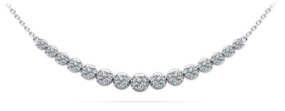 Four Prong Strand Necklace With Graduated Diamonds And Diamond Chain with 2.05 ct.(finished) - Luxury Time NYC