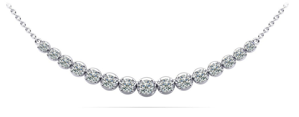 Four Prong Strand Necklace With Graduated Diamonds And Diamond Chain with 3.02 ct.(finished) - Luxury Time NYC