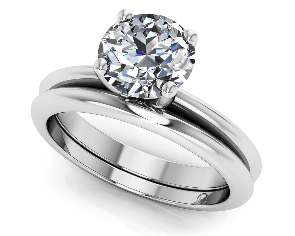 Four Prong Timeless Solitaire Diamond Bridal Set Diamond with 1.00 ct.(finished) 6.5mm - Luxury Time NYC