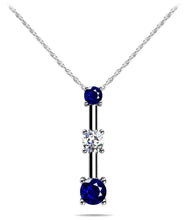 Load image into Gallery viewer, Four Prong Triple Stone Diamond Pendant with 0.27 ct.(finished) 2.2mm, 2.8mm, 3.4mm Sapphire - Luxury Time NYC