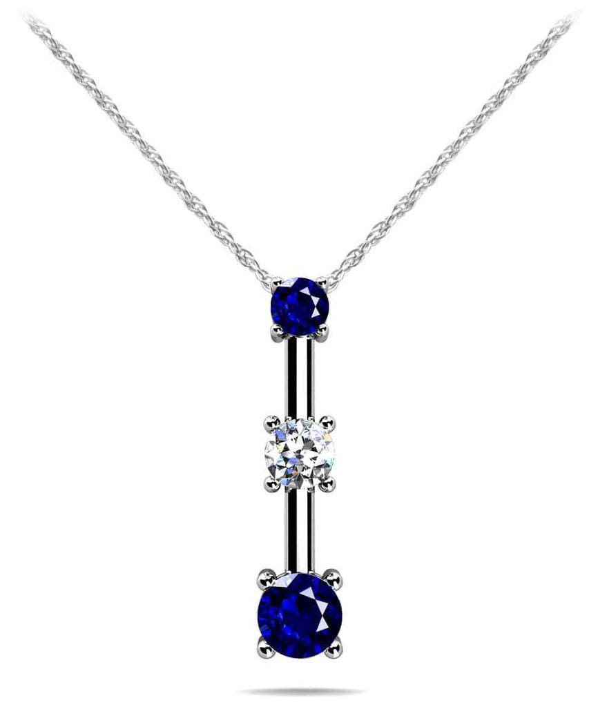 Four Prong Triple Stone Diamond Pendant with 0.38 ct.(finished) 2.5mm, 3.1mm, 3.7mm Emerald - Luxury Time NYC