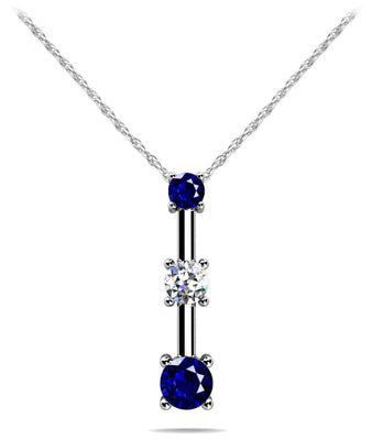 Four Prong Triple Stone Diamond Pendant with 0.51 ct.(finished) 2.7mm, 3.4mm, 4.2mm Emerald - Luxury Time NYC