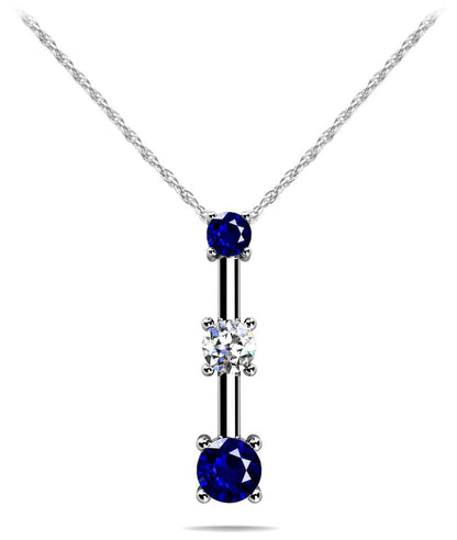 Four Prong Triple Stone Lab - Grown Diamond Pendant with 0.38 ct.(finished) 2.5mm, 3.1mm, 3.7mm Emerald - Luxury Time NYC