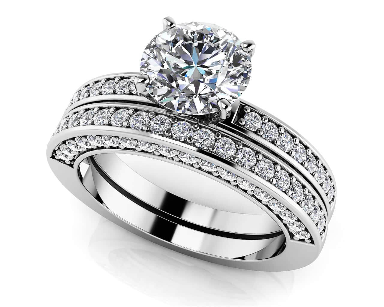 Frame Vintage Style Bridal Set Diamond with 2.09 ct. (1.50 ct. center ...