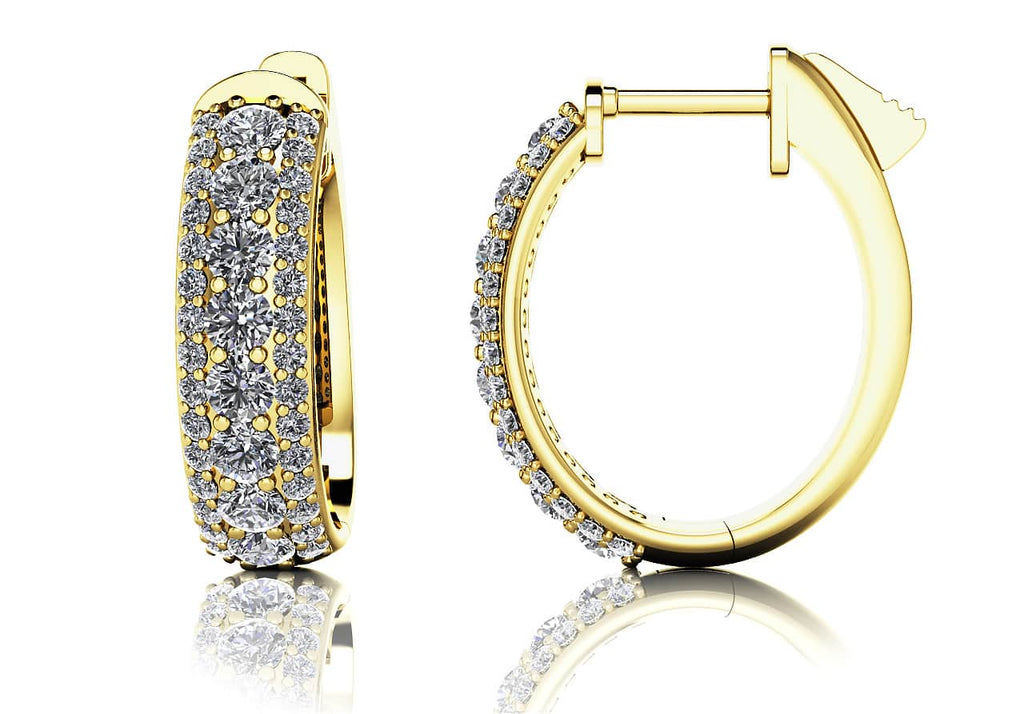 Glamorous Diamond Oval Diamond Hoop Earrings with 1.44 ct.(finished) 1.2mm, 2.5mm - Luxury Time NYC