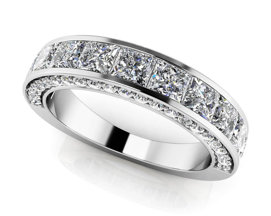 Glamorous Princess And Round Anniversary Diamond Ring with 0.88 ct.(finished) 1mm, 1.75mm - Luxury Time NYC