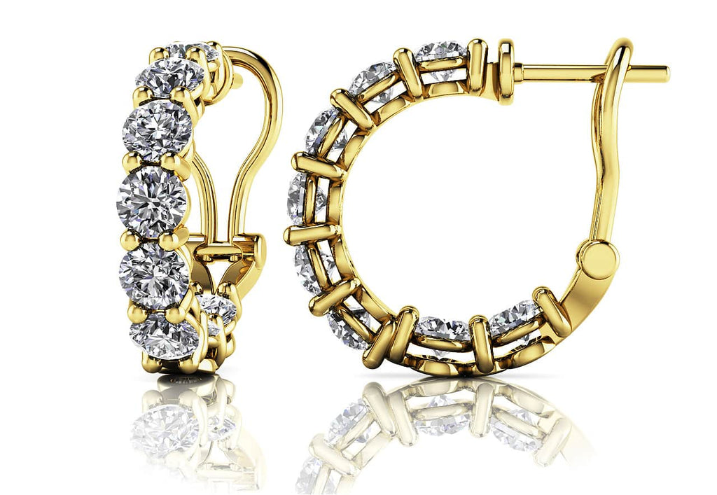 Glittering Diamond Hoop Earrings with 2.88 ct.(finished) 3.5mm - Luxury Time NYC