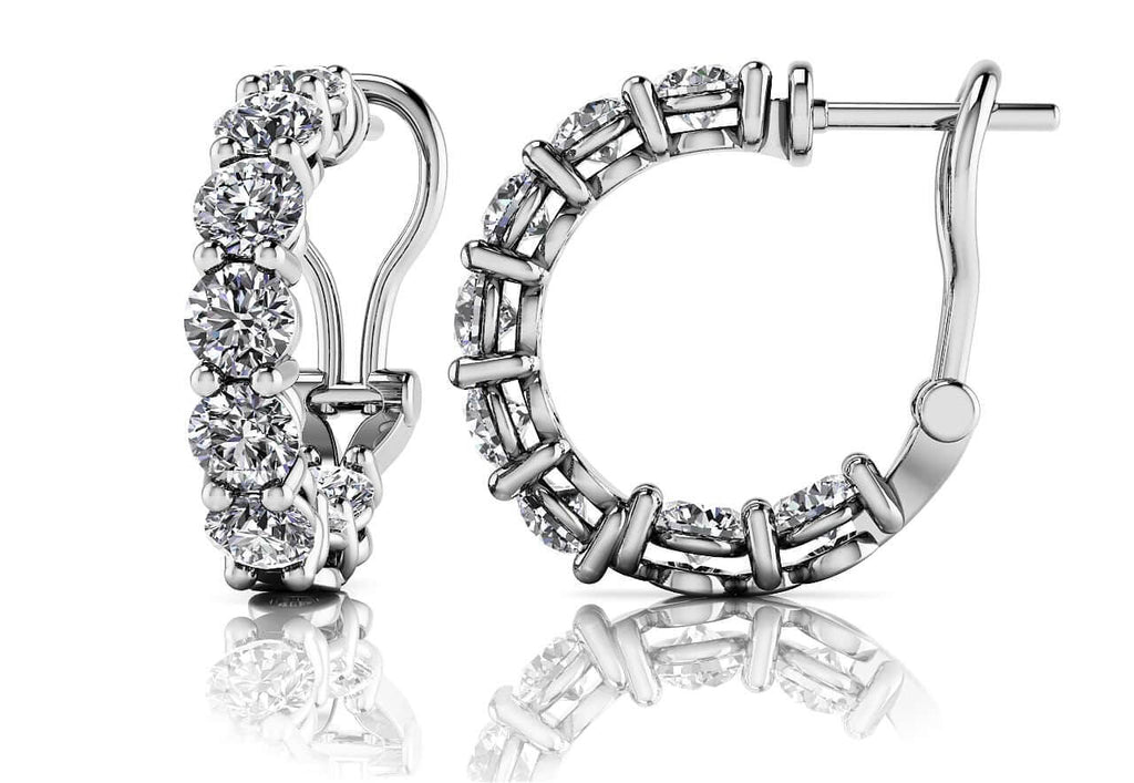 Glittering Diamond Hoop Earrings with 2.88 ct.(finished) 3.5mm - Luxury Time NYC