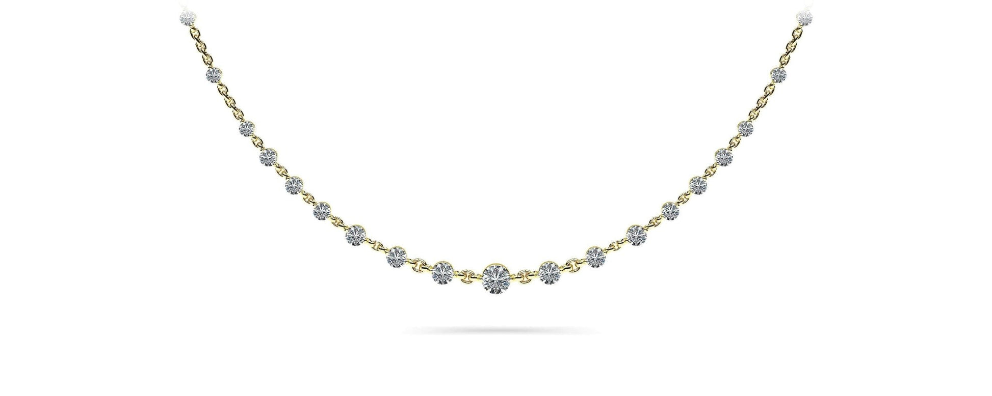 Graduated Diamond And Chain Link Diamond Necklace with 4.05 ct.(finished) 3.5mm, 4mm, 4.5mm - Luxury Time NYC